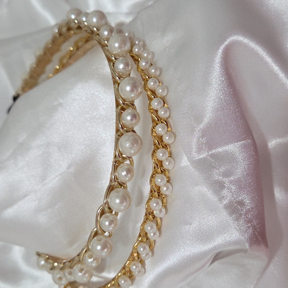 Gold & Faux Pearl Headbands for Women's